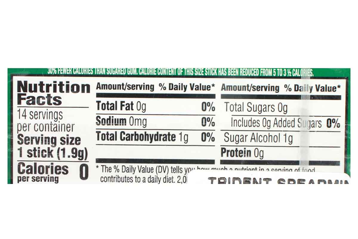 Trident Chewing Gum Spearmint 14 Stick