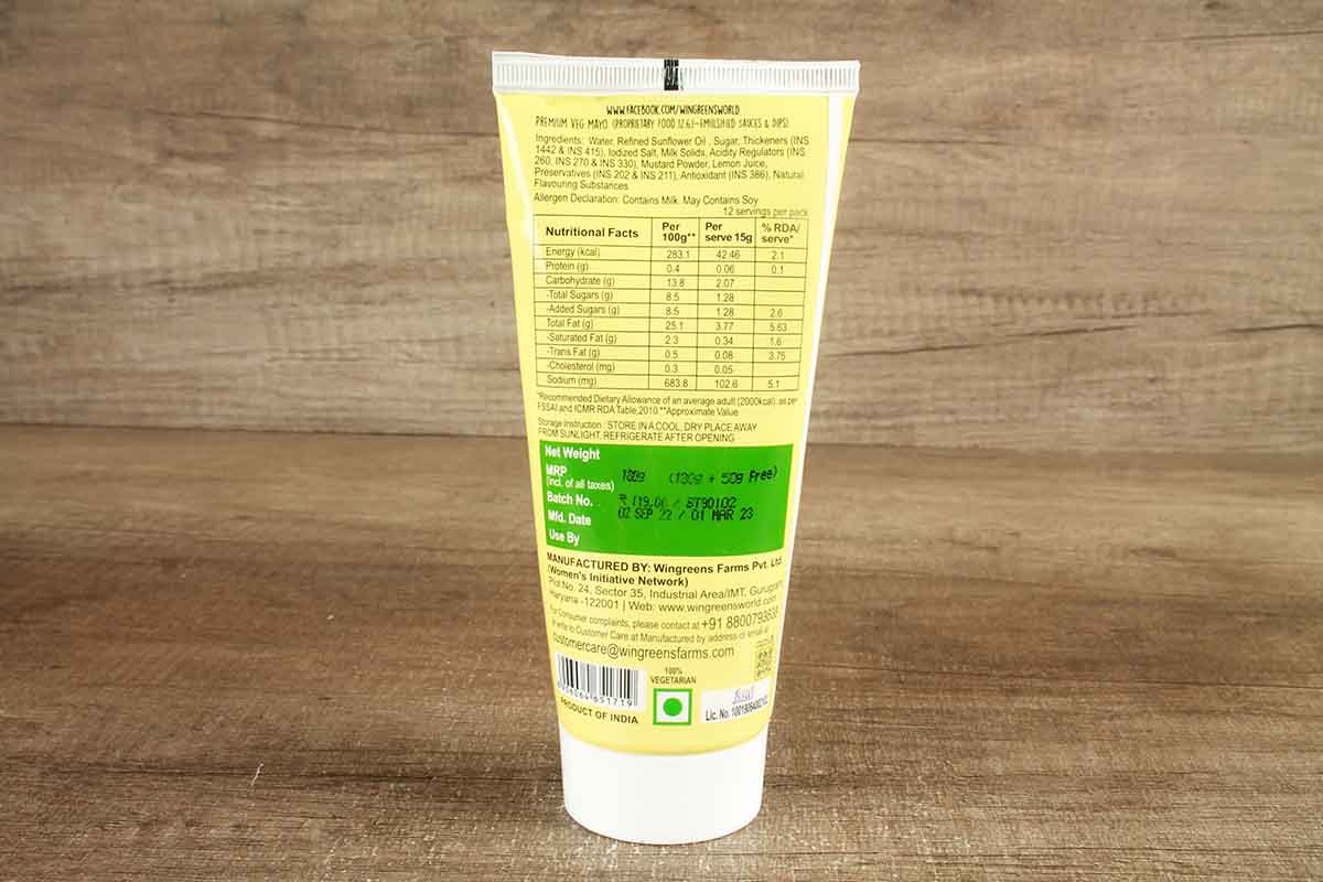 Wingreens Premium Veg Mayo 180 Gm