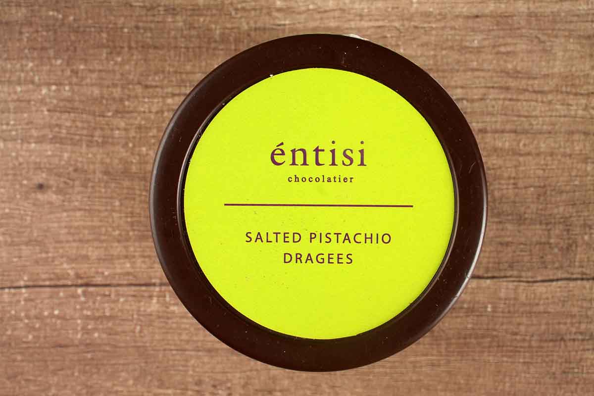 Entisi Salted Pistachio Dragees Coated Milk Chocolate 120 Gm
