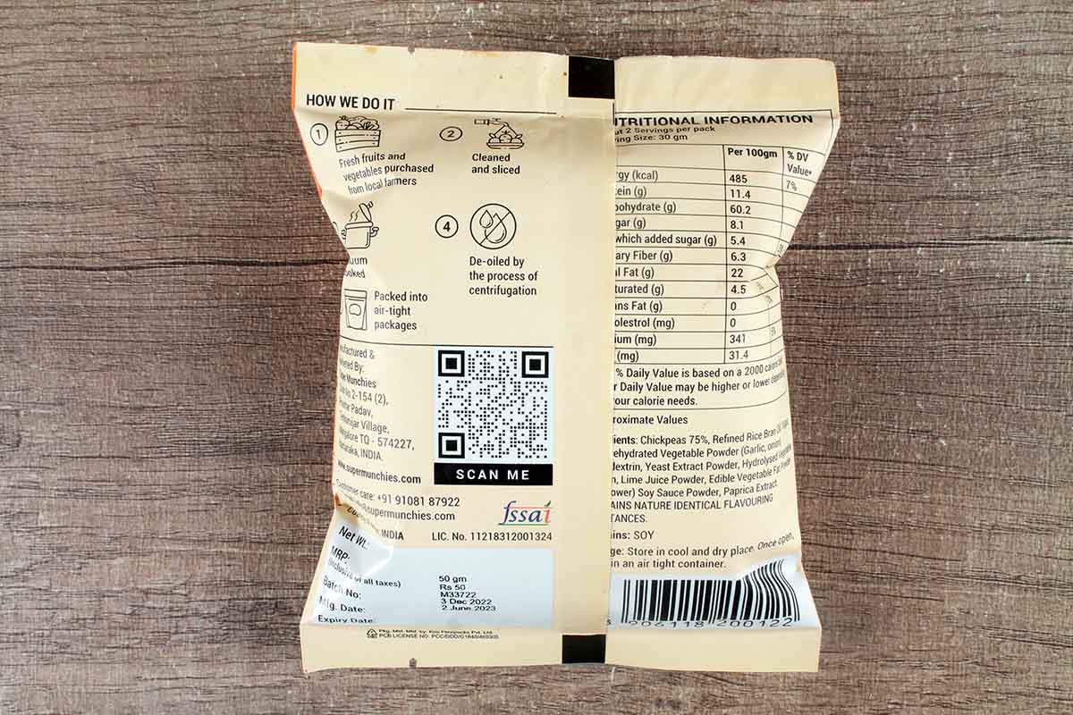 Super Munchies Vacuum Cooked Vegan Cheesy Chickpeas 60 Gm