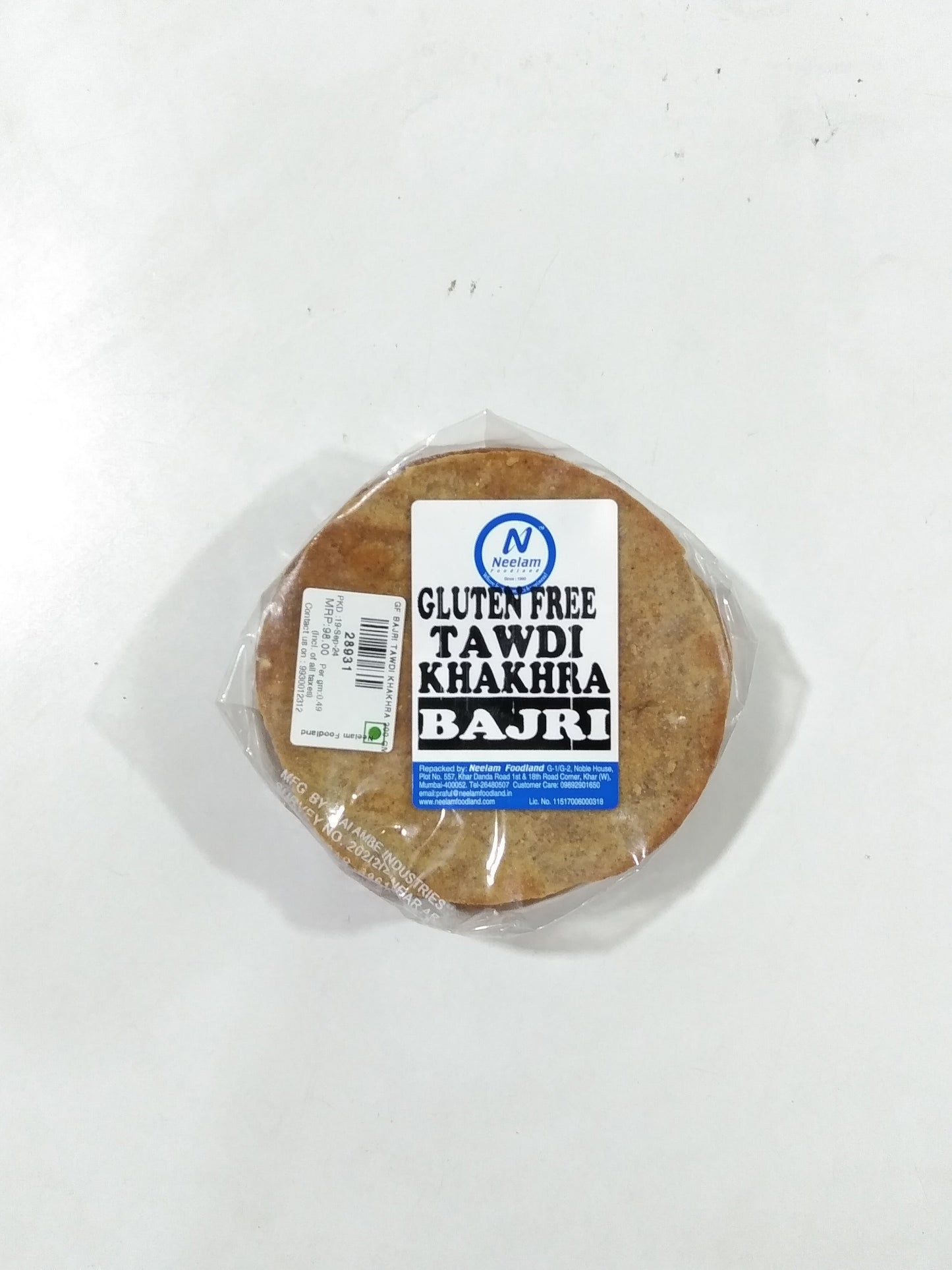 Gluten Free Bajra Tawdi Khakhra 200 Gm