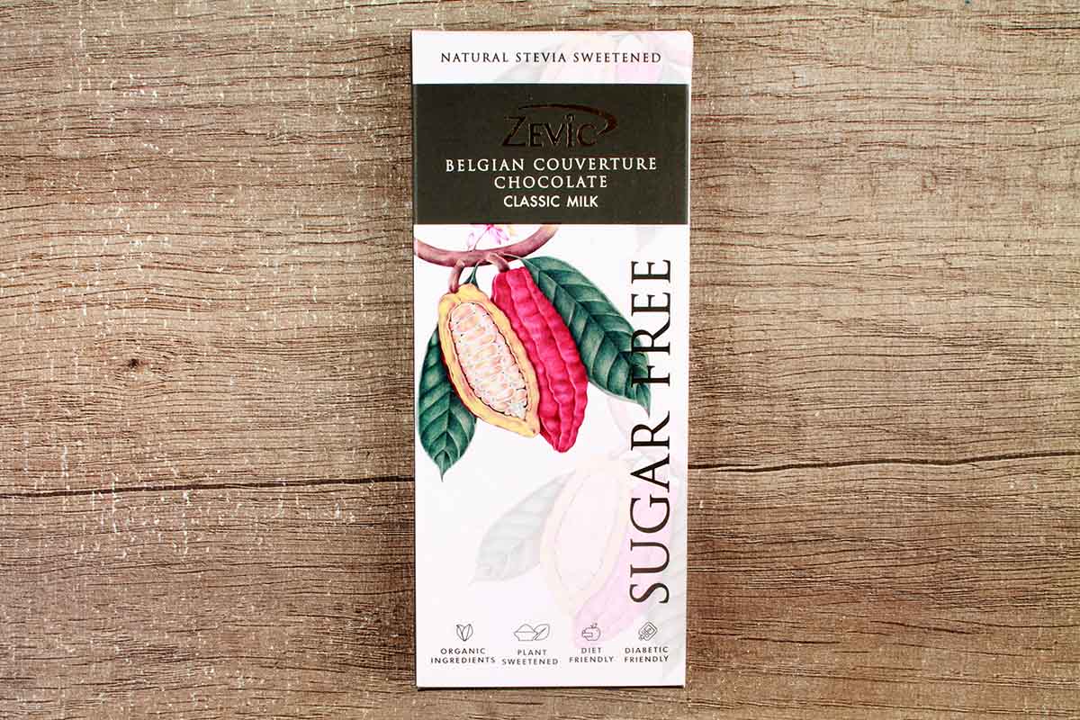 Zevic Belgian Couverture Classic Milk Sugar Free Chocolate 40 Gm