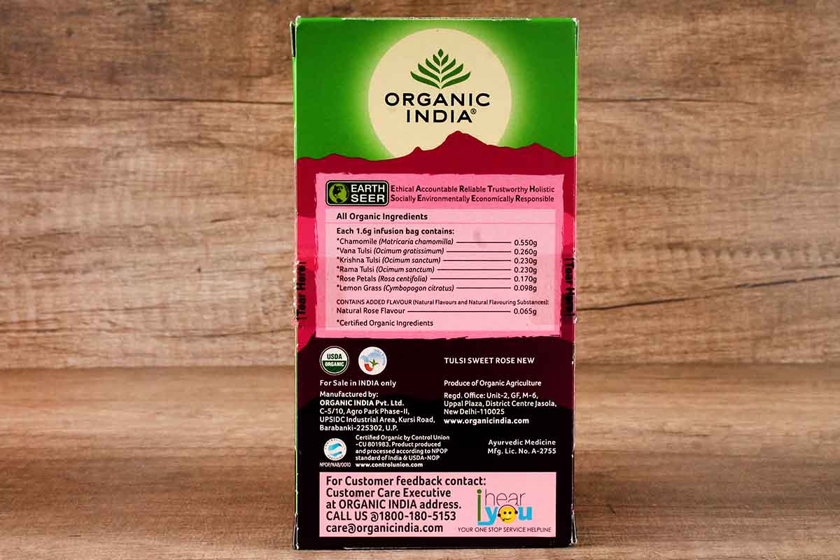Organic India Tulsi Sweet Rose Tea 25 Bag 40 Gm