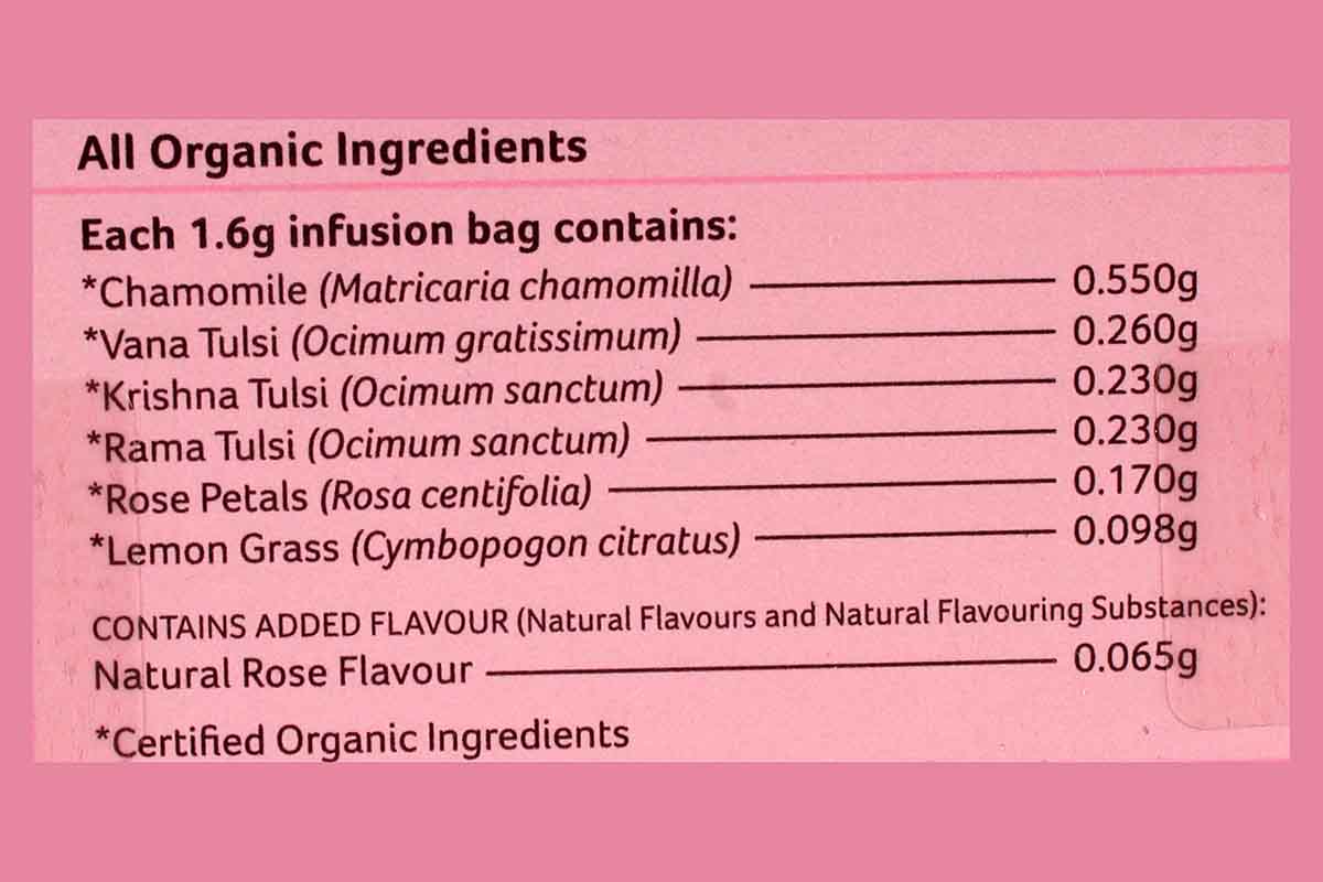Organic India Tulsi Sweet Rose Tea 25 Bag 40 Gm