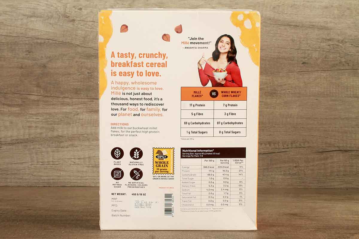 Mille Original Buckwheat Millet Flakes No Added Sugar 450 Gm