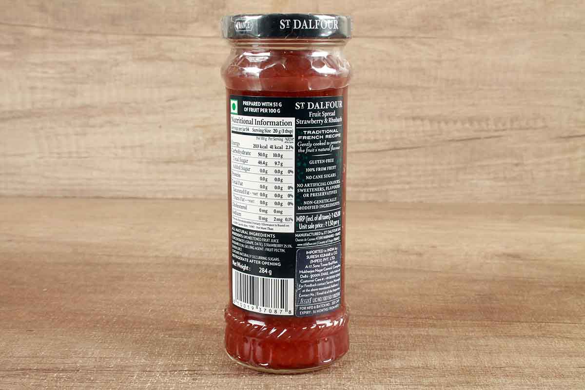 St Dalfour Strawberry & Rhubarb Fruit Spread 284 Gm