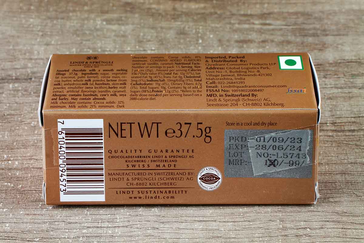 Lindt Lindor Assorted Smooth Melting Hazelnut Dark Chocolate 37.5 Gm