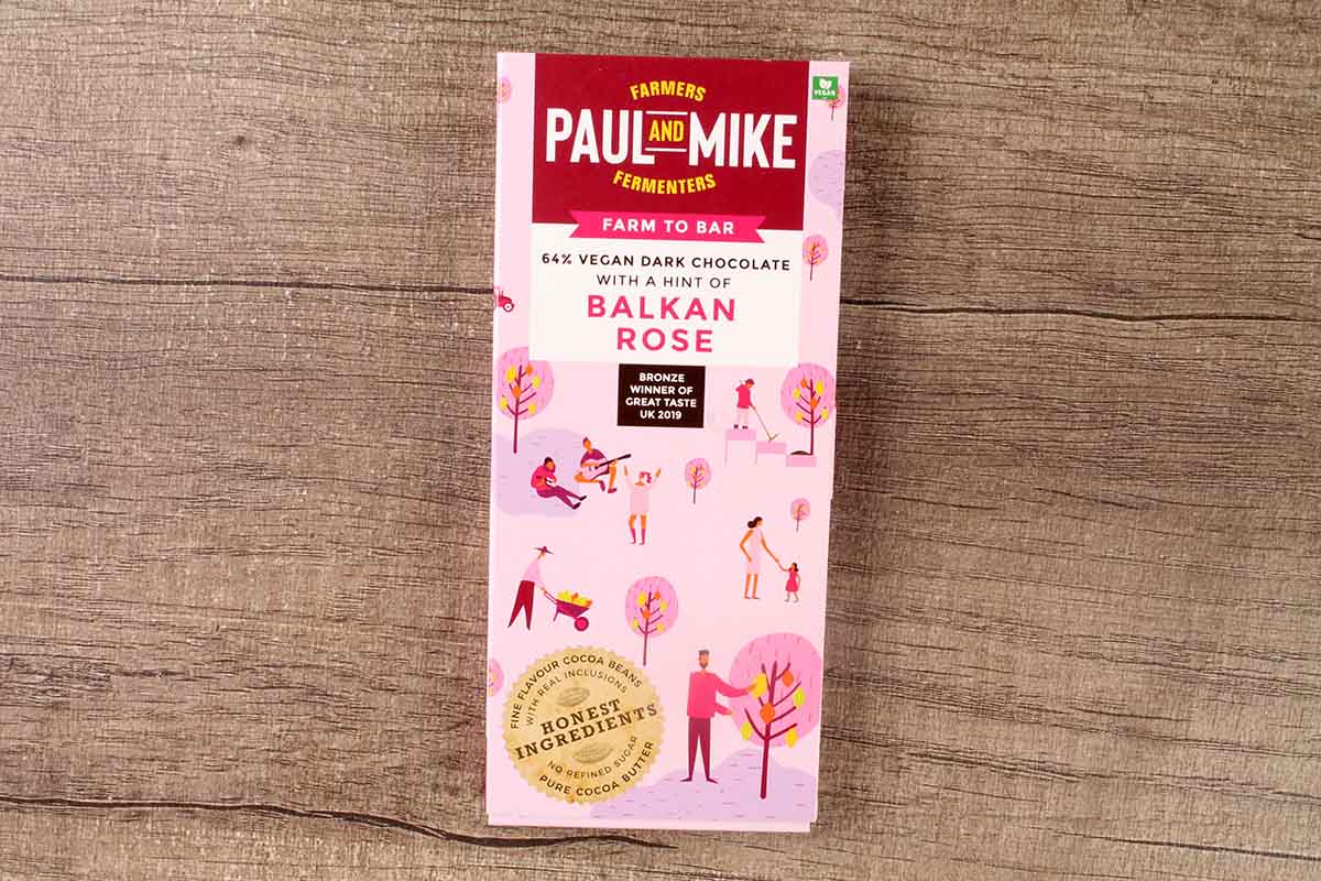 Paul And Mike 64% Dark Chocolate Balkan Rose 68 Gm
