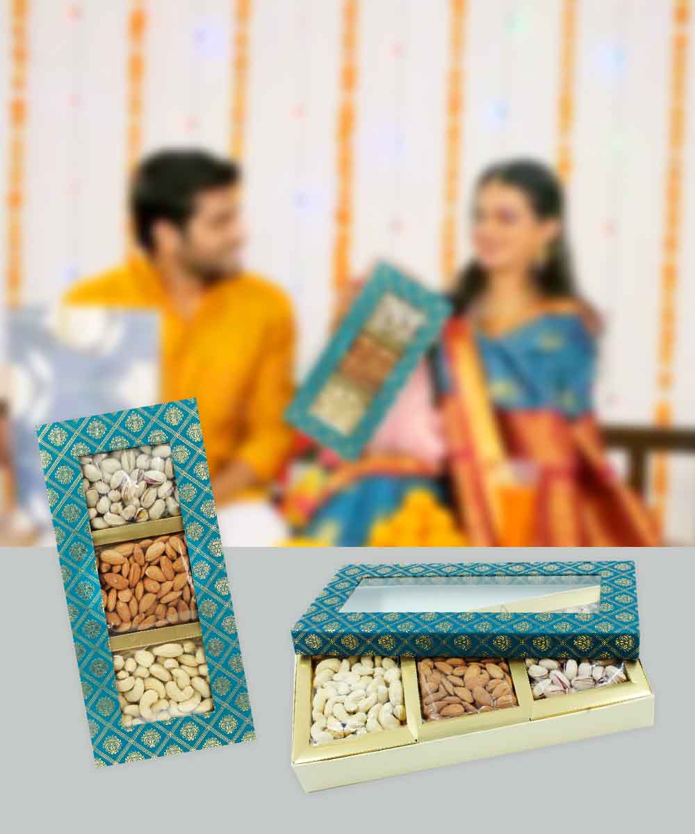 Royal Trio Dry Fruit Box - Turquoise