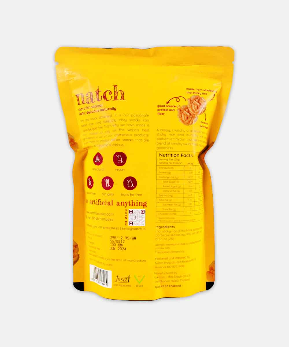 Natch Thai Rice Chips Barbeque 100 Gm