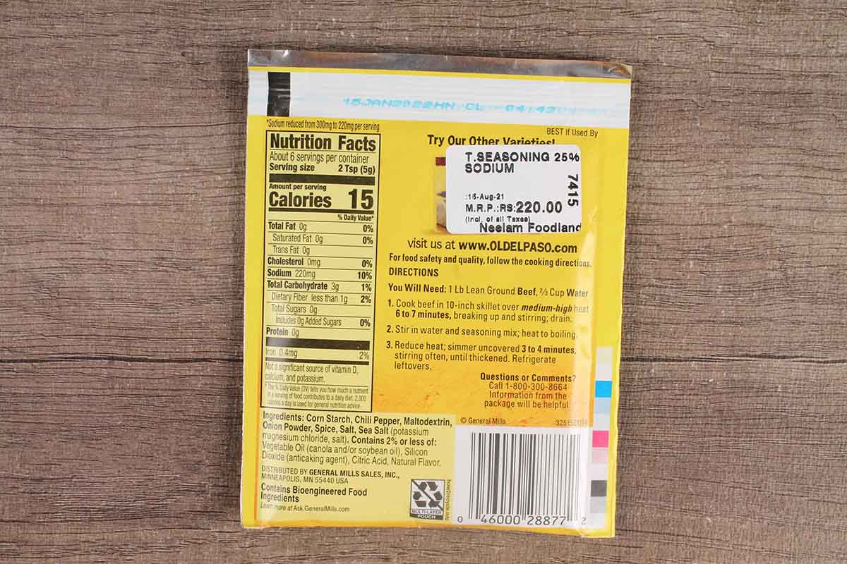 Old El Paso Taco Seasoning 25% Less Sodium 28 Gm