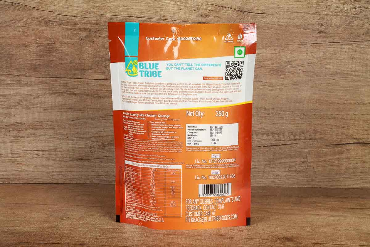 Blue Tribe Chicken Sausage Plant Based 250 Gm
