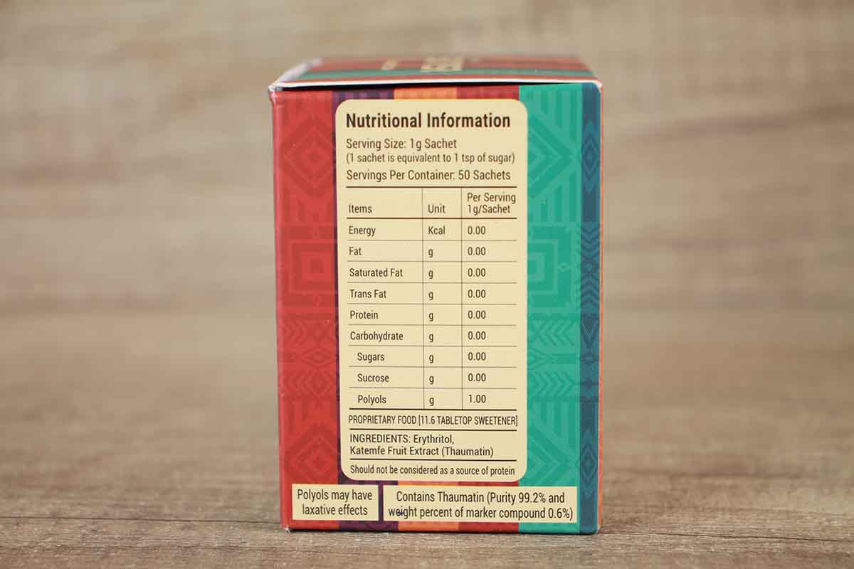 Surasa Sweetpro Sugar Free All Natural Katemfe Fruit Sweetner 50 Sachets 50 Gm