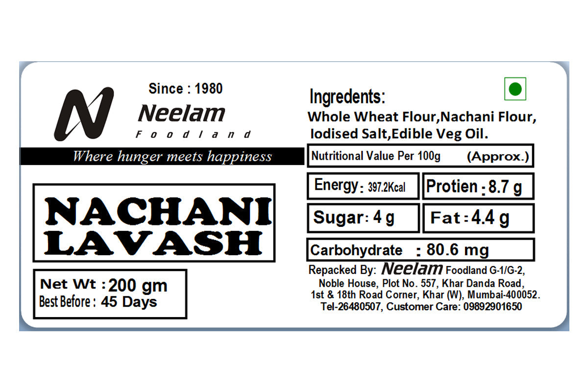 Whole Wheat Nachani Lavash 200 Gm