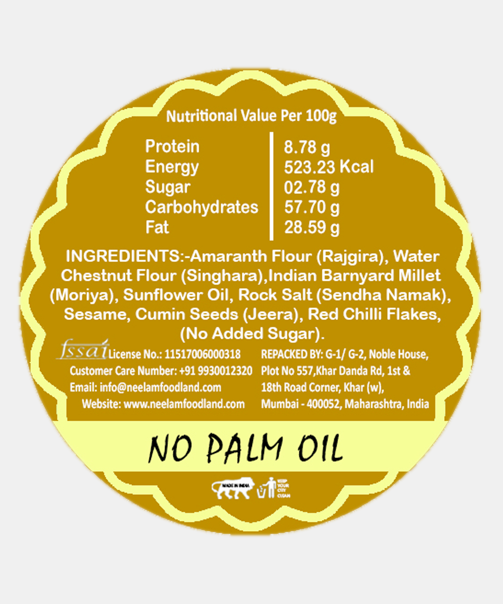 Gluten Free Farali Jeera Chilly Bhakhri 200 Gm