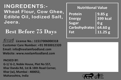 Whole Wheat Cow Ghee Jeera Khakhra 250 Gm