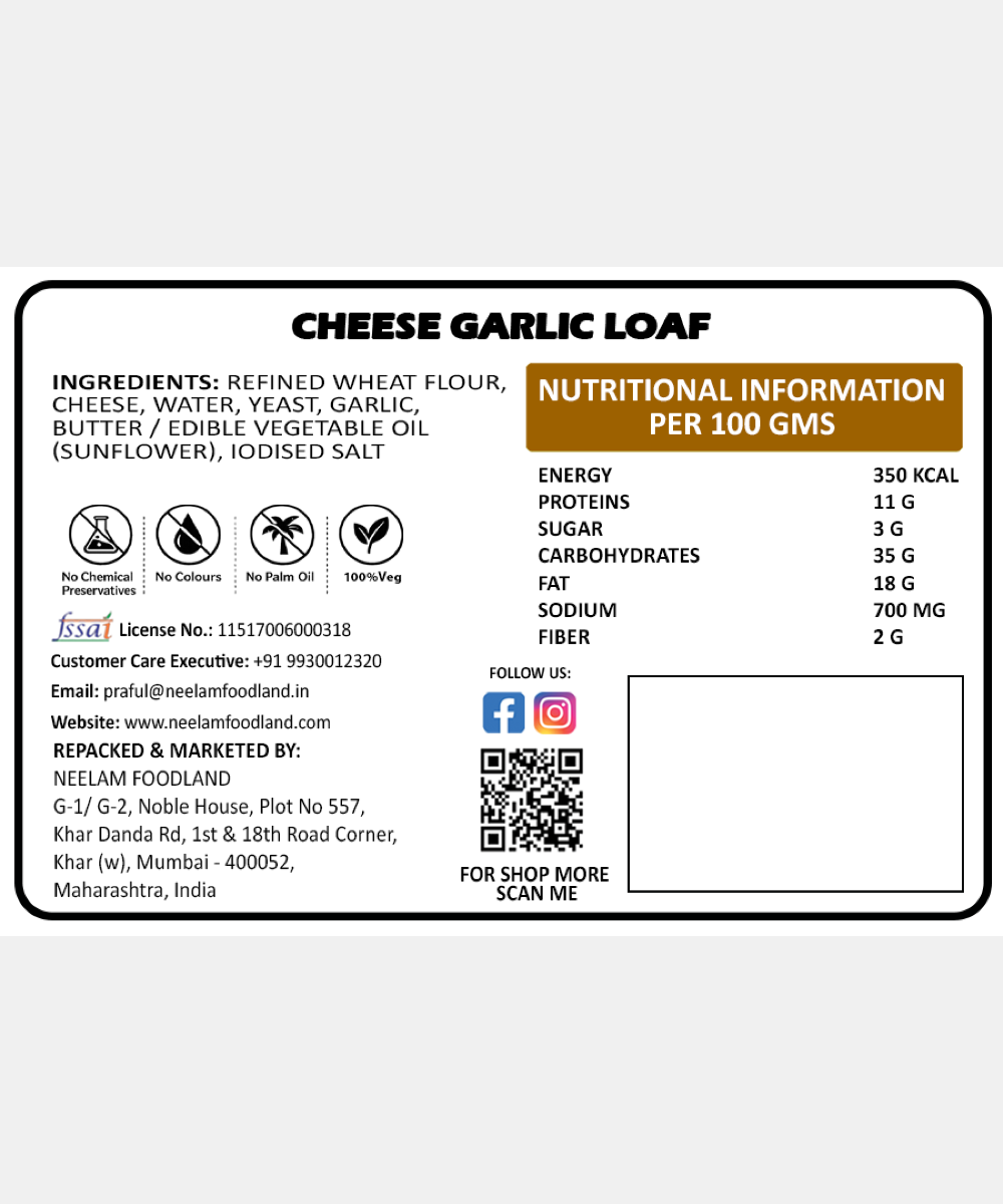 Cheese Garlic Loaf 250 Gm