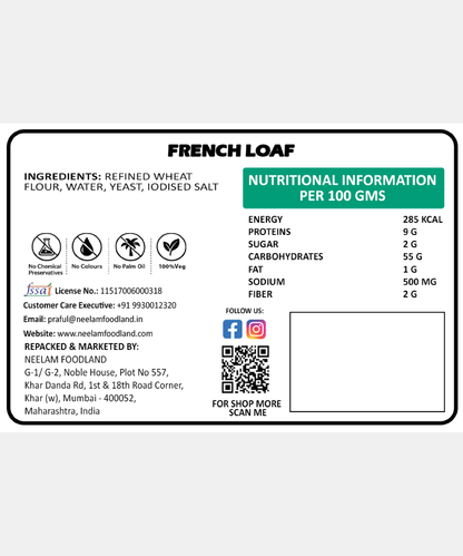 Whole Wheat French Loaf 250 Gm