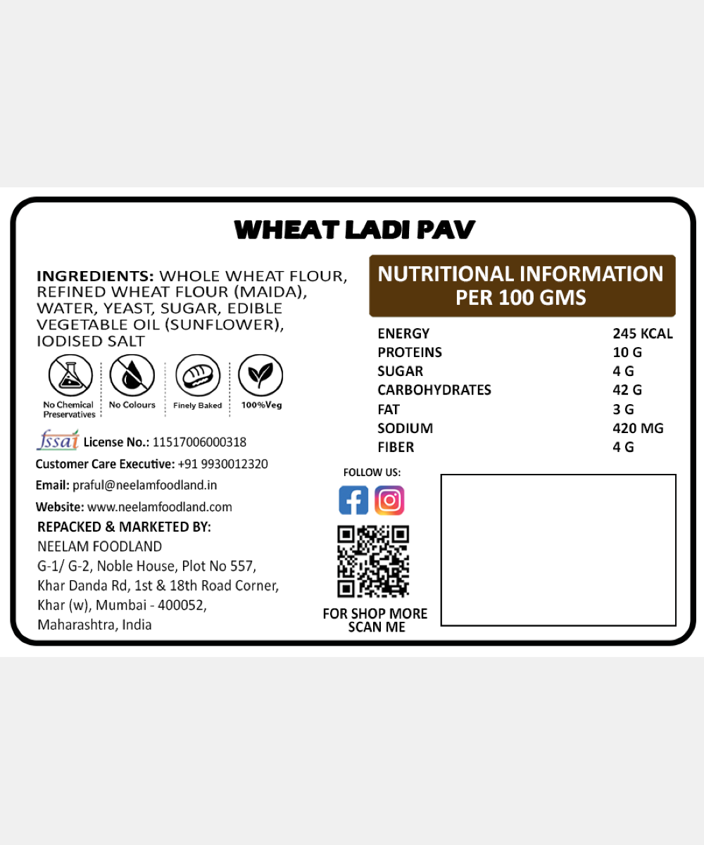 Whole Wheat Ladi Pav 200 Gm