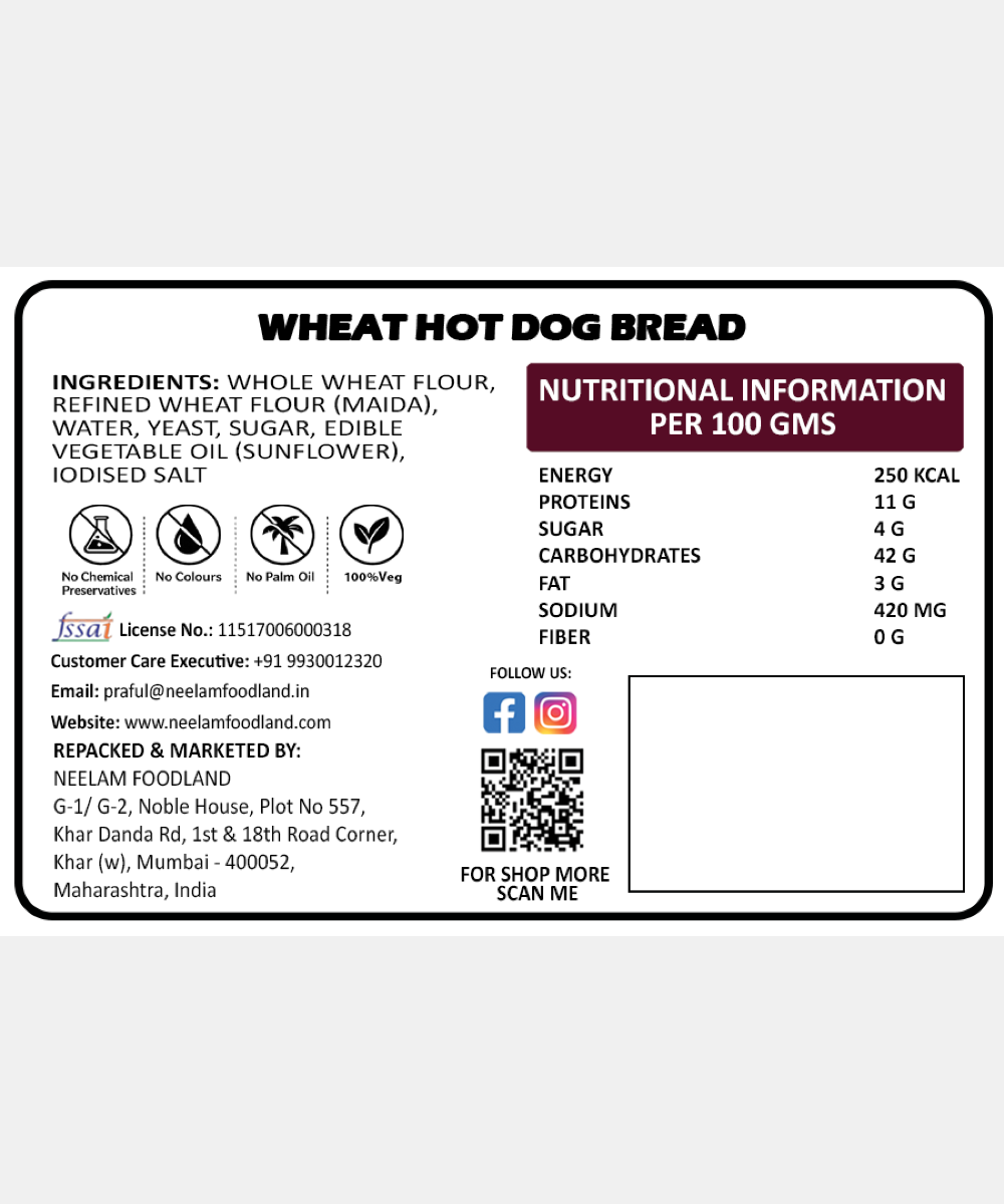 Wheat Hot Dog Bread 4 Pc