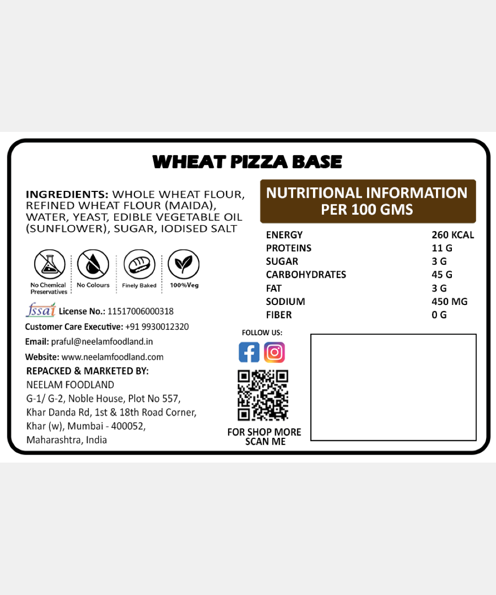 Whole Wheat Pizza Bread 2 Pc