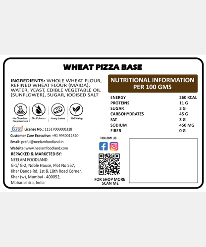 Whole Wheat Pizza Bread 2 Pc