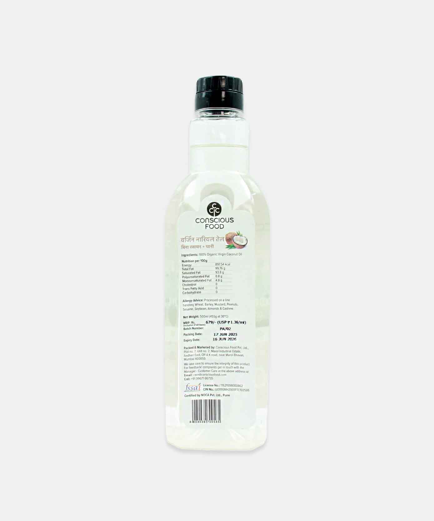 Conscious Food Virgin Coconut Oil 500 Ml