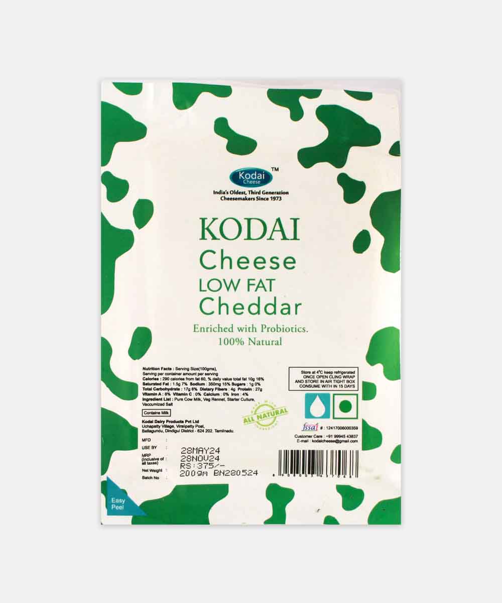 Kodai Low Fat Cheddar Cheese 200 Gm