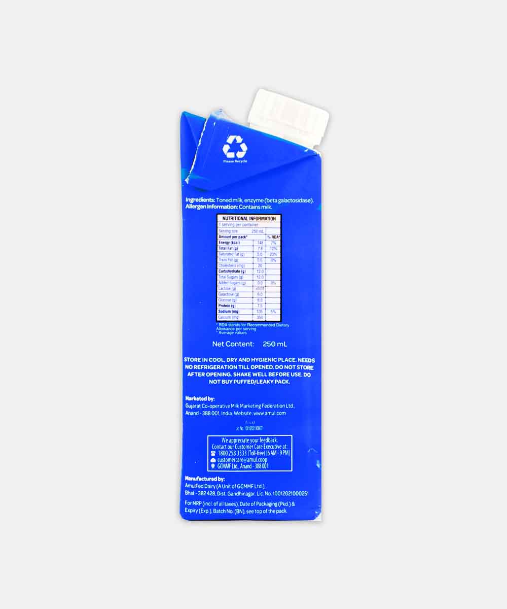 Amul Lactose Free Milk 250 Ml