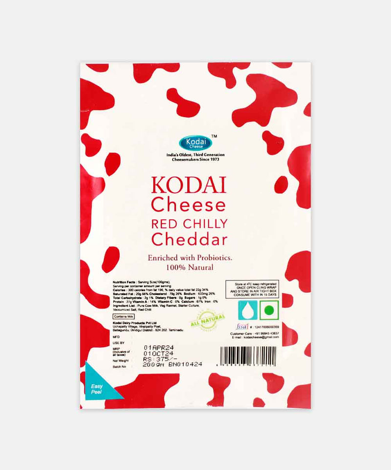 KODAI RED CHILLY CHEDDAR CHEESE 200 GM