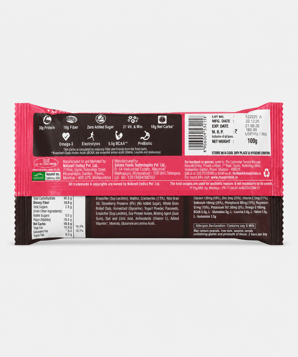 Rite Bite Max Protein Choco Berry Bar 100 Gm