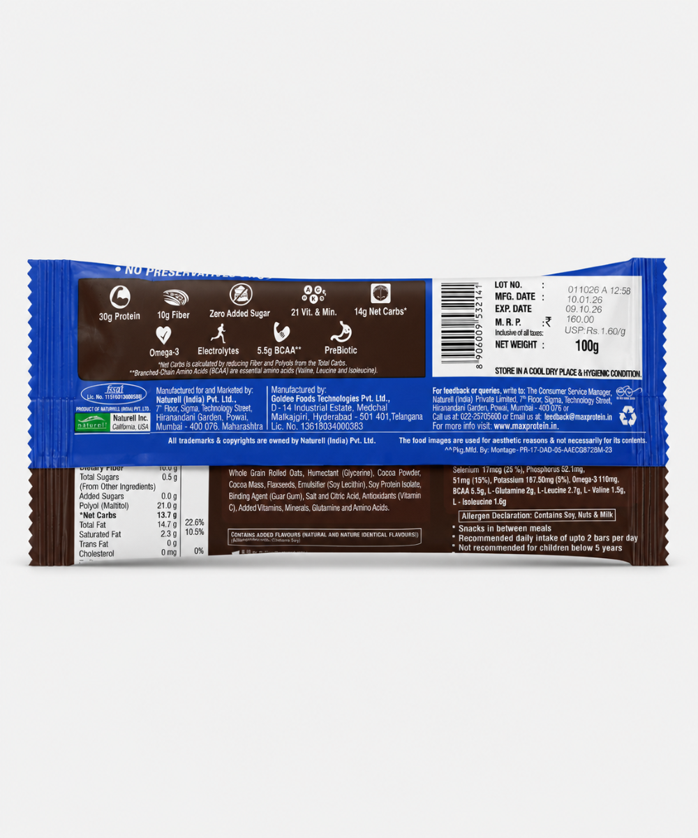 Rite Bite Max Protein Choco Almond Bar 100 Gm