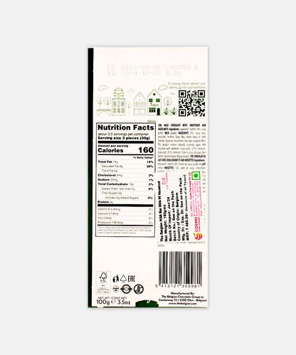 Belgian No Sugar Added Milk With Hazelnuts Chocolate 100 Gm