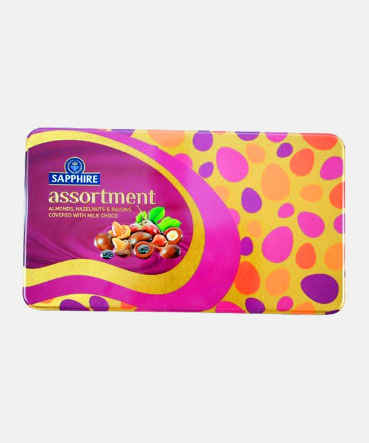 Sapphire Assortment Almond Hazelnuts & Raisins Covered Milk Chocolate 175 Gm