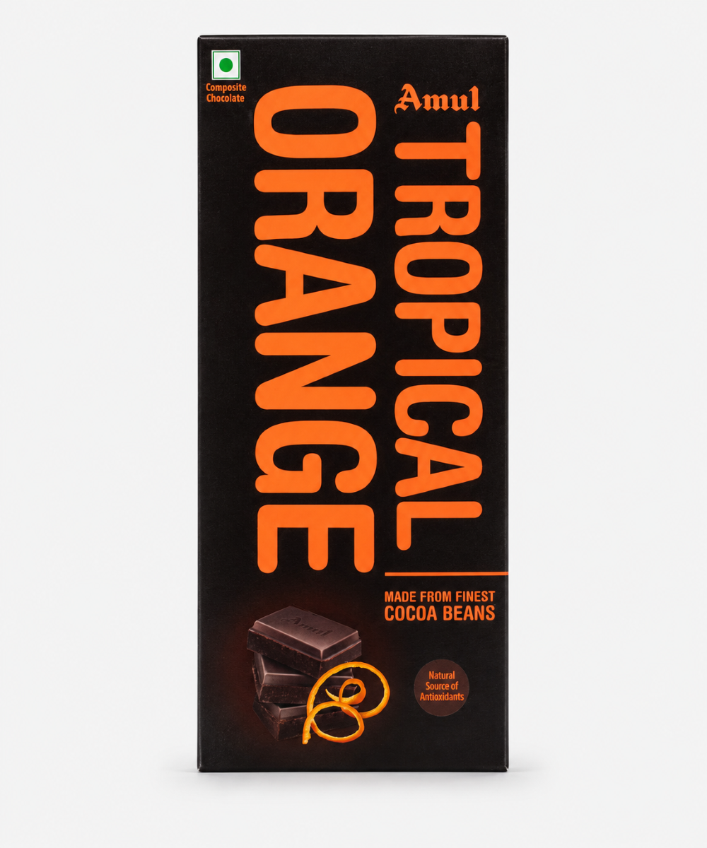 Amul Tropical Orange Finest Cocoa Beans Chocolate 150 Gm