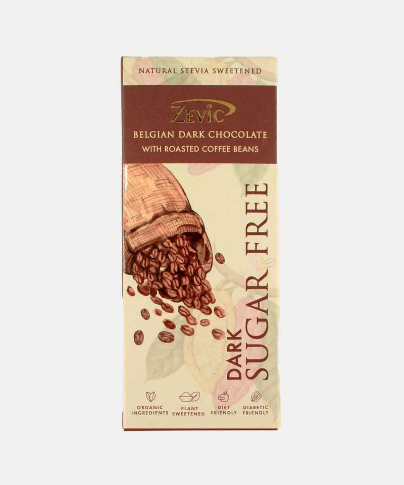 ZEVIC BELGIAN DARK WITH ROASTED COFFEE BEANS SUGAR FREE CHOCOLATE 40