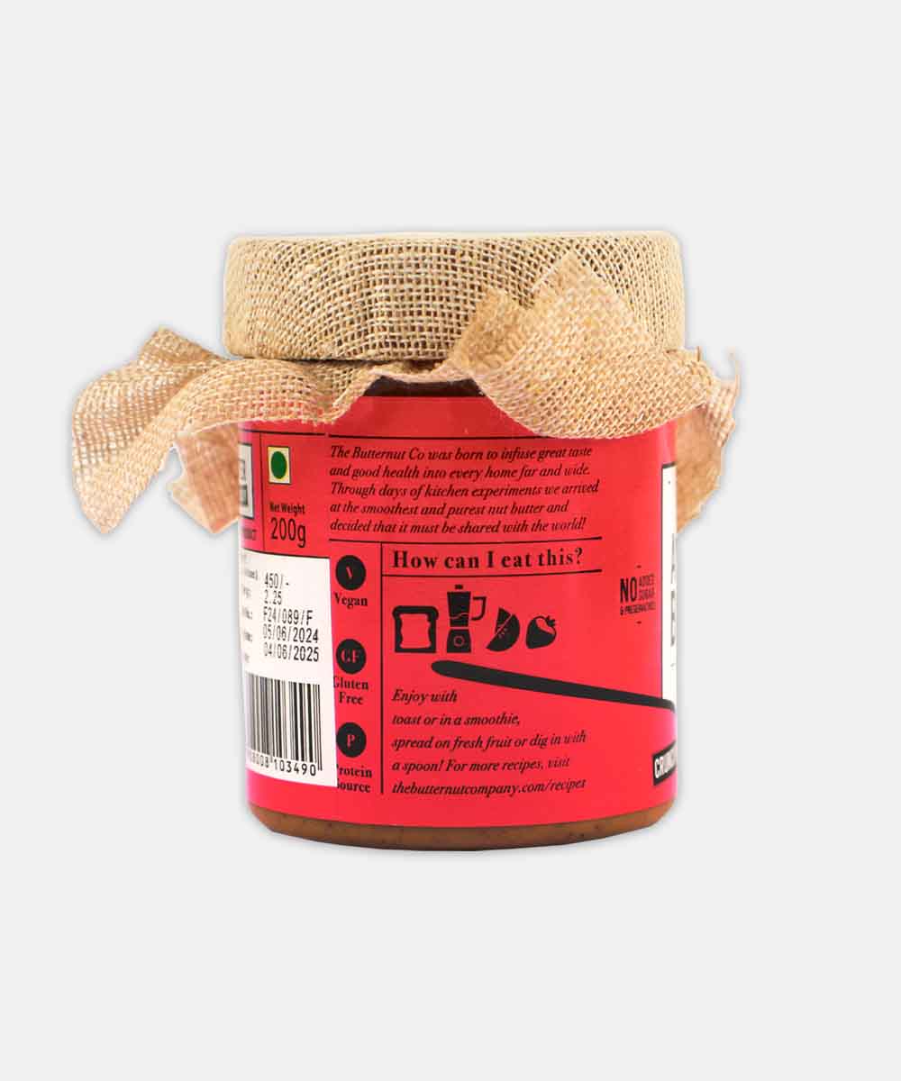 The Butternut Co. Almond Butter Unsweetend Crunchy 200 Gm