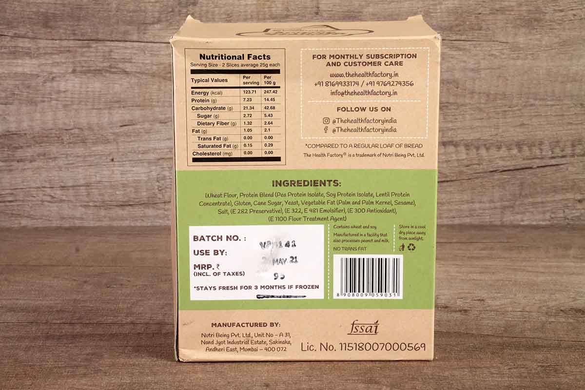 Health Factory Protein Bread Vegan 250 Gm