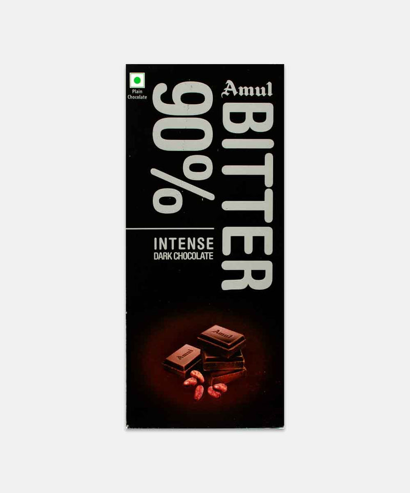 AMUL BITTER 90% INTENSE DARK CHOCOLATE 150 GM