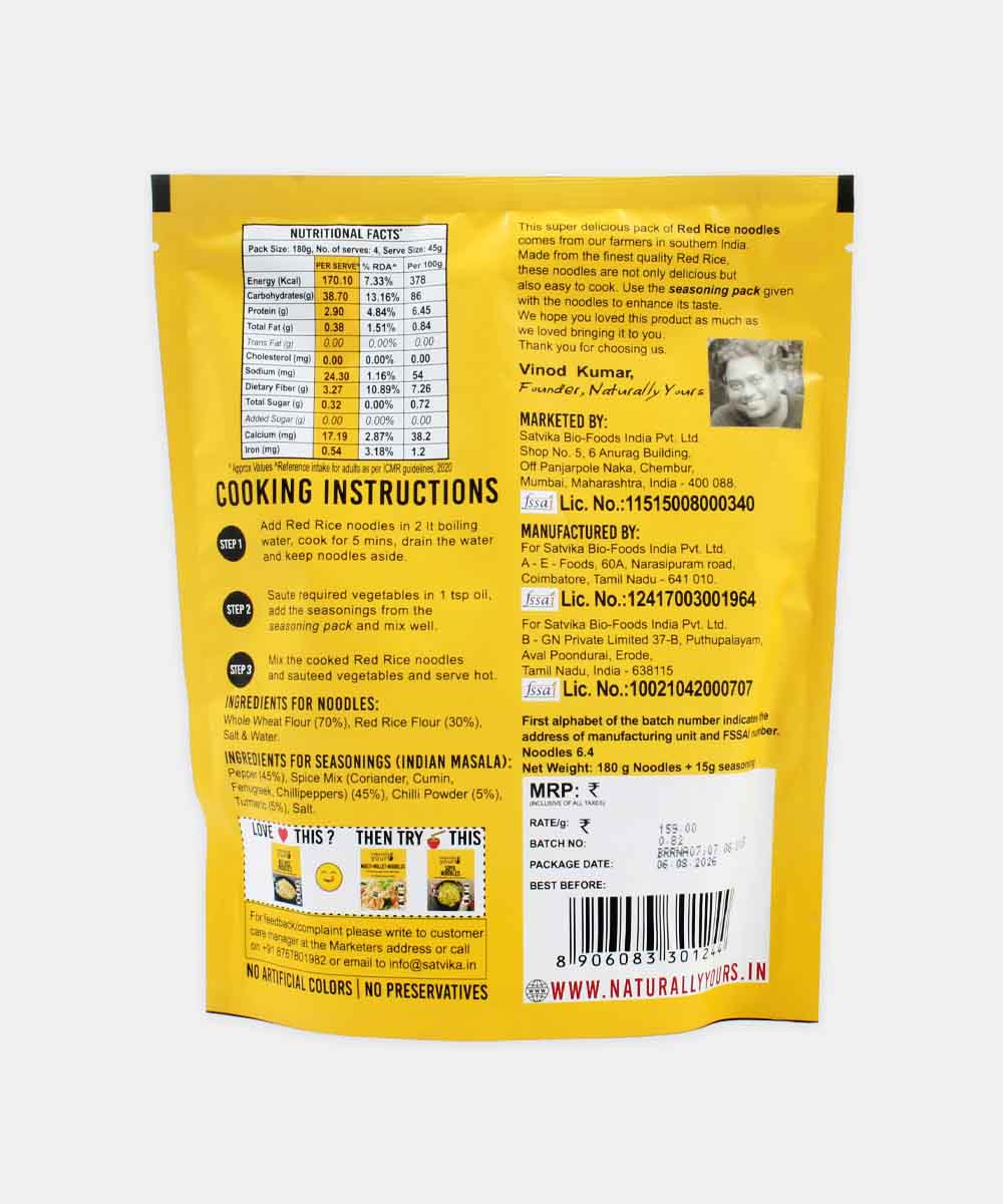 Naturally Yours Red Rice Noodles 180 Gm