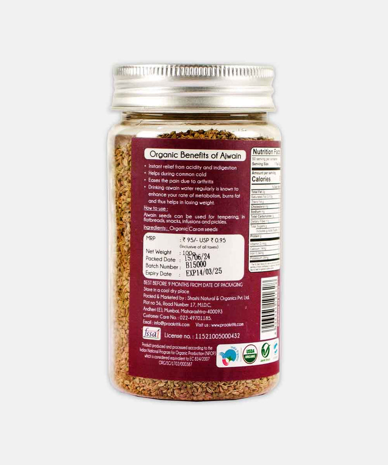 PRAAKRITIK ORGANIC AJWAIN 100 GM