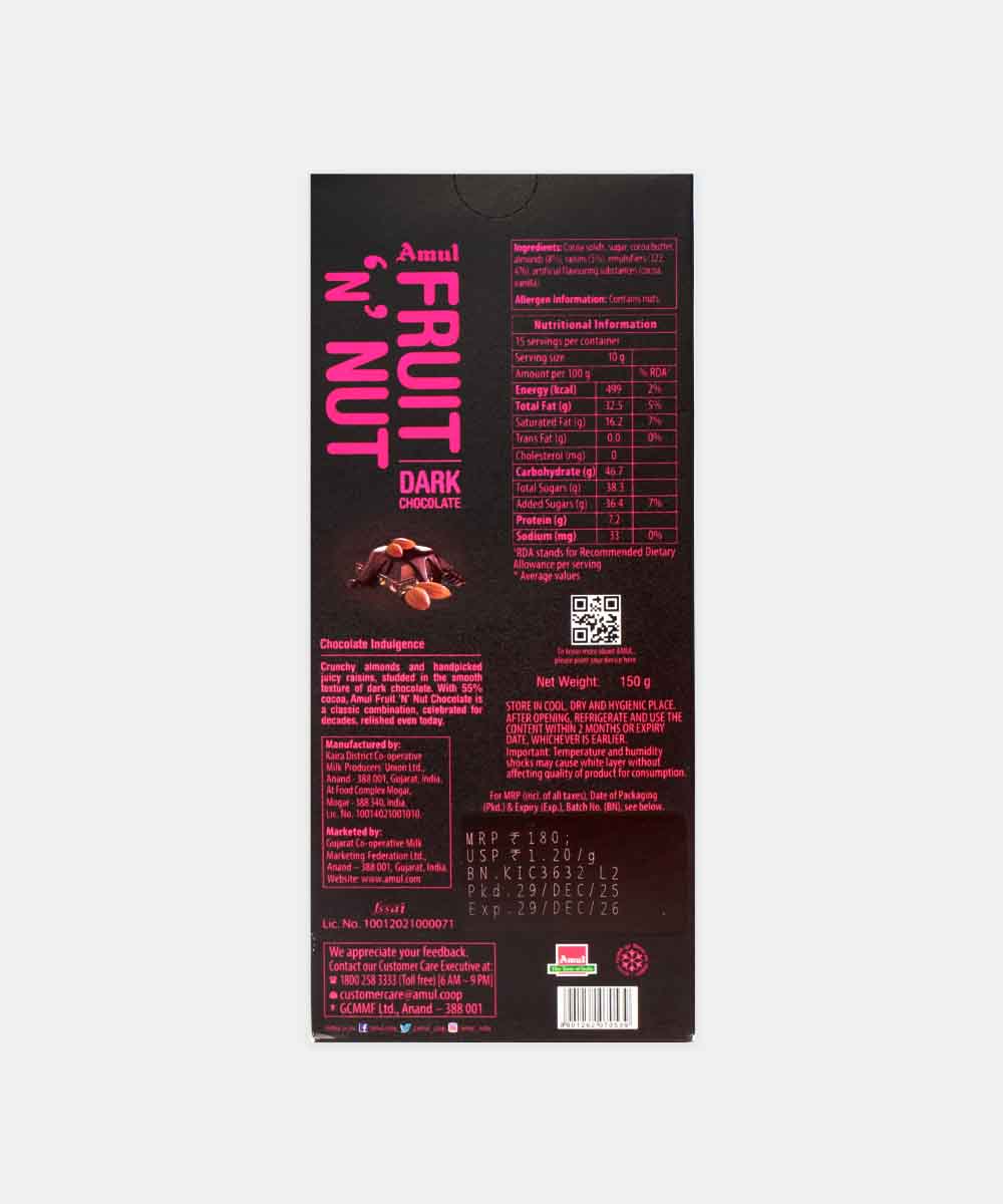 Amul Fruit N Nut Dark Chocolate 150 Gm