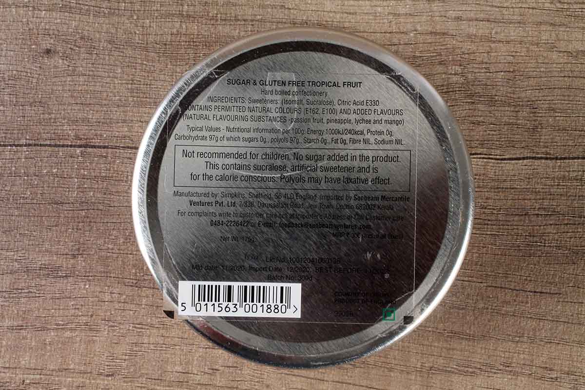 Simpkins Sugar & Gluten Free Tropical Fruit Candy 175 Gm