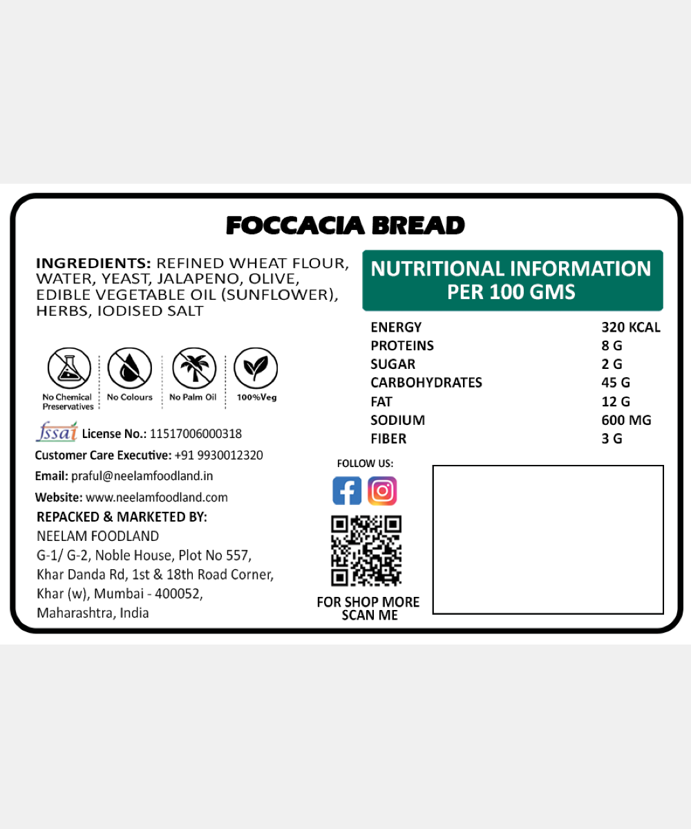 Foccacia Bread 250 Gm