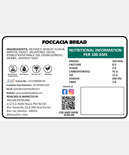 Foccacia Bread 250 Gm