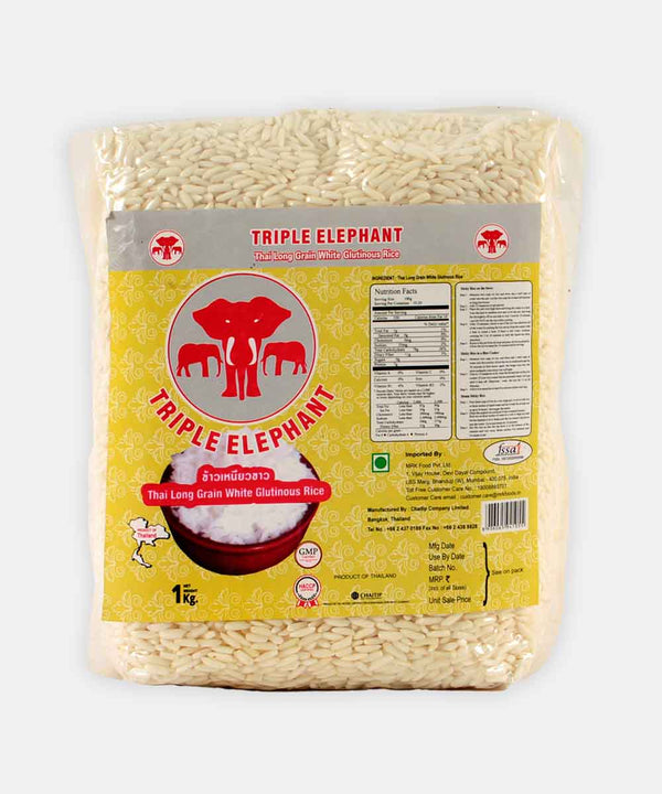 TRIPLE ELEPHANT THAI LONG GRAIN WHITE GLUTINOUS RICE 1 KG