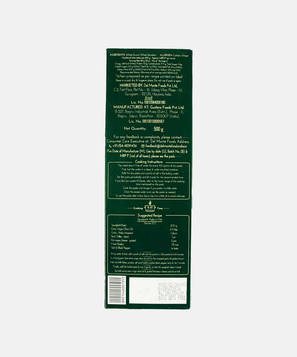 Del Monte Whole Wheat Spaghetti 500 Gm