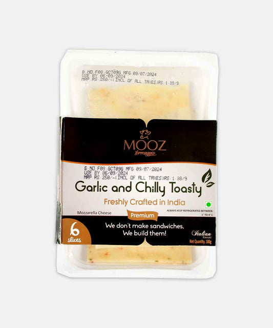 Mooz Garlic And Chilly Toasty Cheese 6 Slice 180 Gm