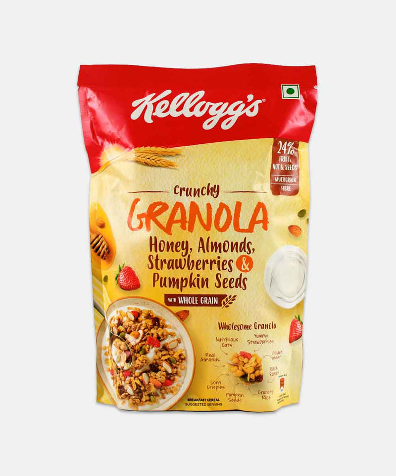 KELLOGGS HONEY ALMONDS STRAWBERRIES & PUMPKIN SEEDS CRUNCHY GRANOLA 450 GM