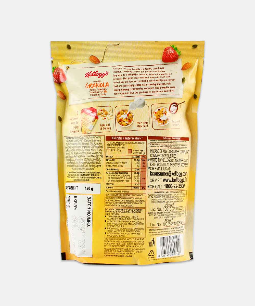 Kelloggs Honey Almonds Strawberries & Pumpkin Seeds Crunchy Granola 450 Gm